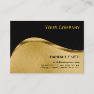 Cartão De Visita Negros Profissionais Dourados Metal Moderno e Eleg