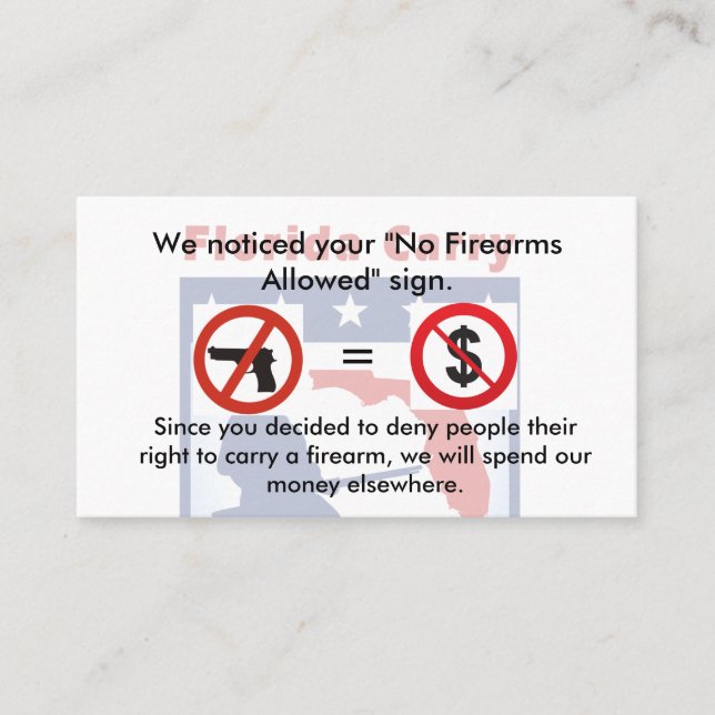 Cartão De Visita Nenhumas armas nenhum dinheiro! (Frente)