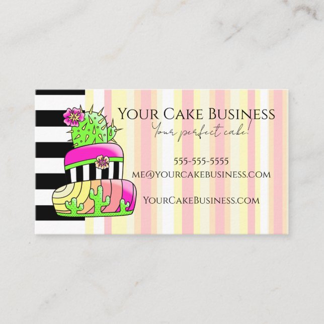 Cartão De Visita Neon Cactus Business Card (Frente)