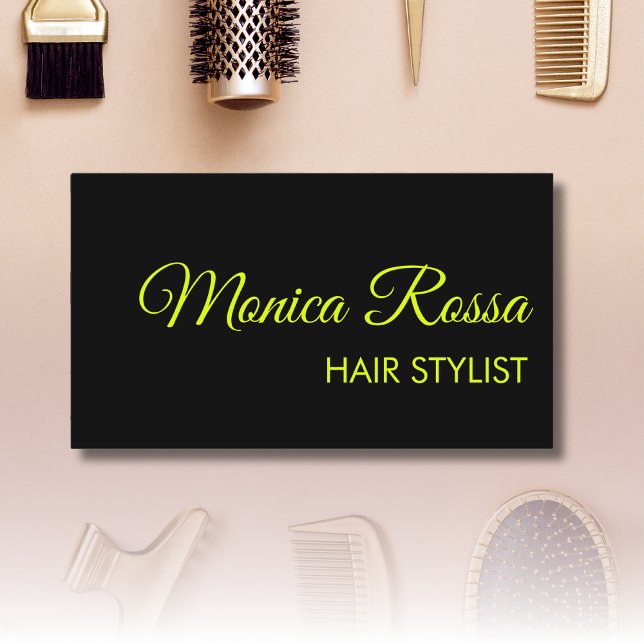 Cartão De Visita Neon Chartreuse, um profissional moderno, preto (Criador carregado)