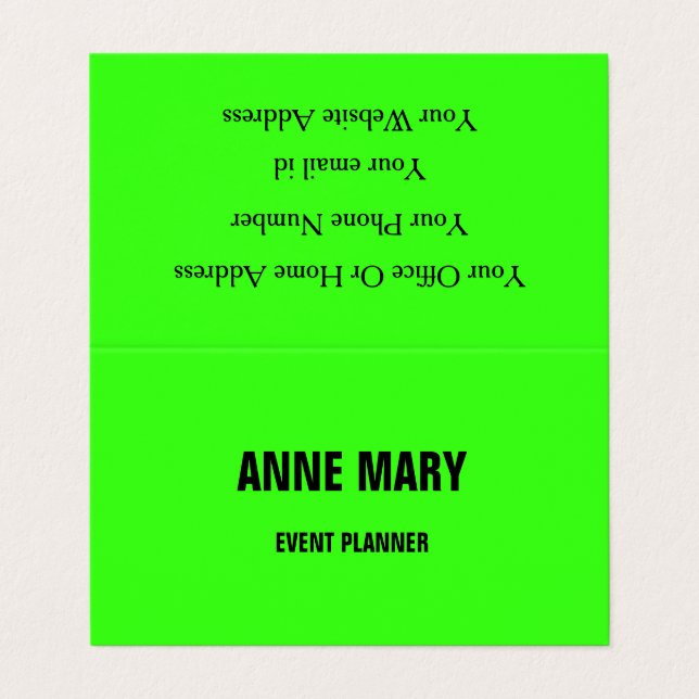 Cartão De Visita Neon Green Bright Colorful Weding Modern (Exterior Desdobrado)