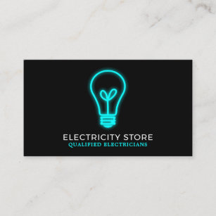 Cartão De Visita Neon Lightbulb, eletricista