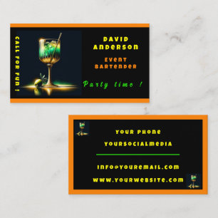 Cartão De Visita Neon Popular Party Time Personalizado Professional