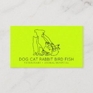 Cartão De Visita Neon Rescut Veterinary Dog cat Fish bird bird