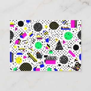 Cartão De Visita Neon Retro Memphis Geometric Chaos Pattern