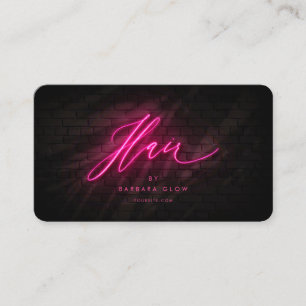 Cartão De Visita Neon Rosa Quente, Hairstylist Moderno