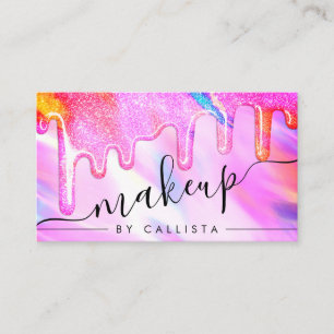 Cartão De Visita Neon Unicorn Maquiagem Holográfica de Coleta Glitt