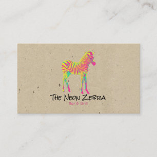 Cartão De Visita Neon Zebra Baby Animal Psicodélico Retro