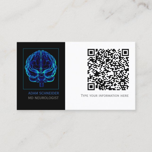 Cartão De Visita Neurologista Blue Brains Medicina CÓDIGO QR Empres (Frente)
