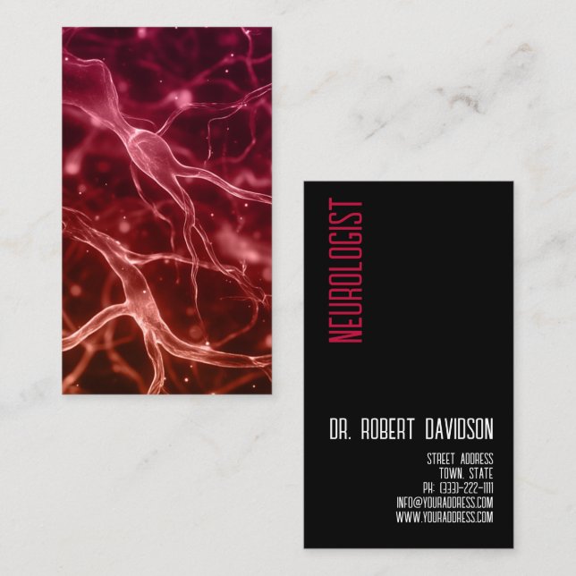 Cartão De Visita Neurologista Nerva Médico Medicina Moderno Negrito (Frente/Verso)