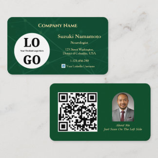 Cartão De Visita Neurology Business Card Custom Logo Emerald Green