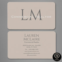 Neutral Classic Taupe Monogram Business Card