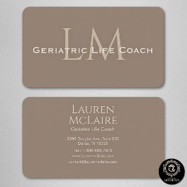 Cartão De Visita Neutral Dark Taupe Monogram Business Card