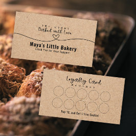 Cartão De Visita Neutral Kraft Heart Line Bakery Loyalty Reward
