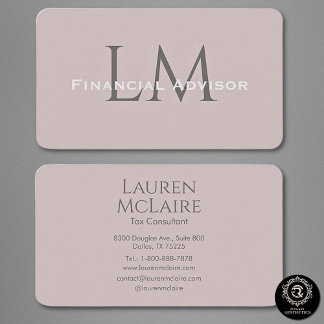 Cartão De Visita Neutral Rose Taupe Monogram Business Card