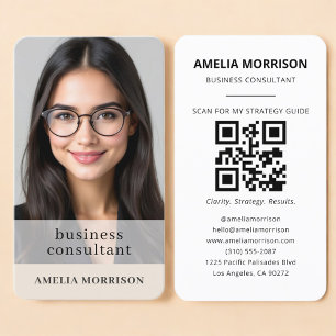 Cartão de Visita Neutro de Consultor com Código QR