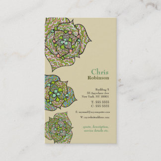 Cartão de visita neutro floral do ambiente verde