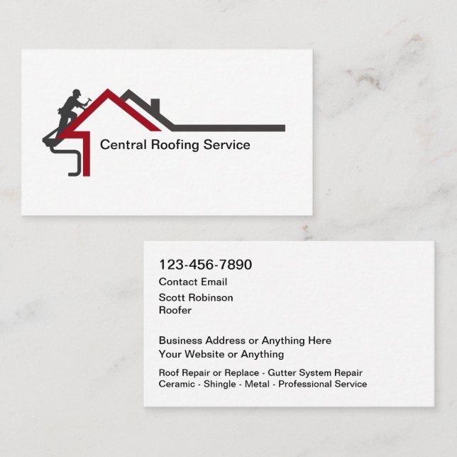 Cartão De Visita New Modern Roofing Service Business Cards (Frente/Verso)