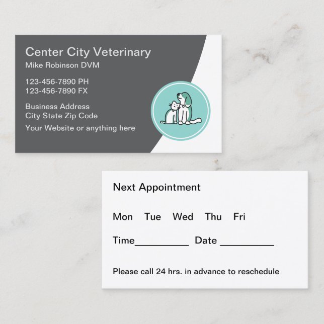 Cartão De Visita Newest Animal Hospital Appointment Business Cards (Frente/Verso)