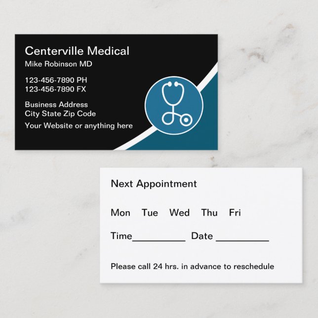 Cartão De Visita Newest Medical Appointment Business Cards (Frente/Verso)