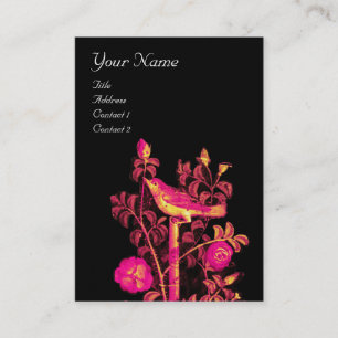 Cartão De Visita NIGHTINGALE COM MONOGRAMA ROSA, Pérola Preta Rosa