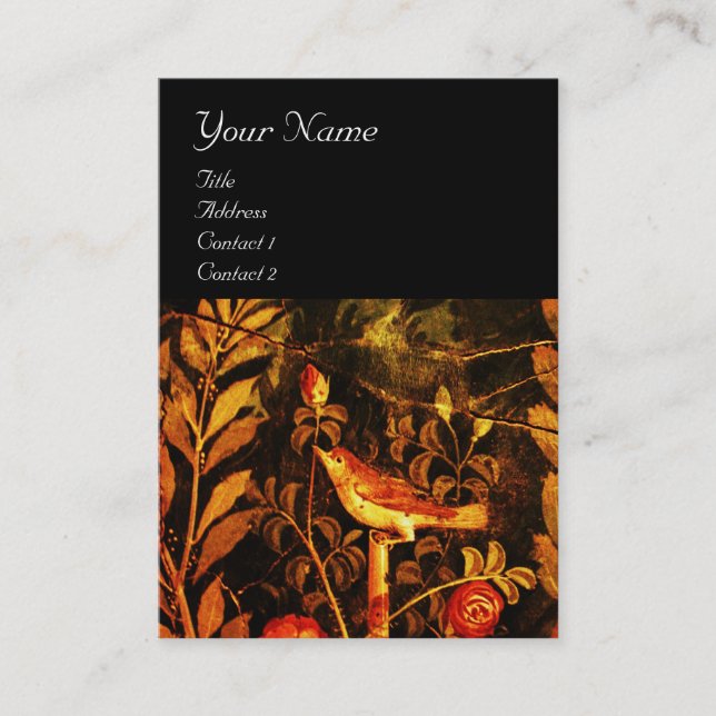 Cartão De Visita NIGHTINGUE COM MONOGRAMA ROSA, amarelo-preto verme (Frente)