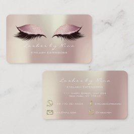 Cartão De Visita Nina Makeup Eyebrow Lashes Brilhante Lúxo Rosa Ros