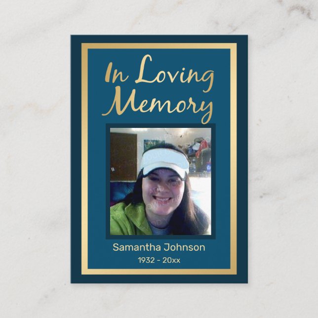 Cartão De Visita No Loving Memory Elegant Faux Dourado Photo Busine (Frente)