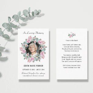 Cartão De Visita No Loving Memory Photo Floral Memorial Prayer Card