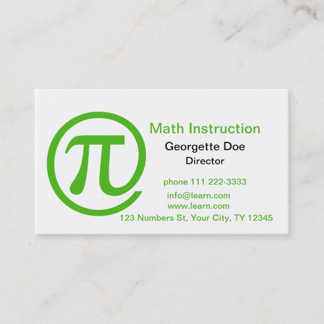 Cartão De Visita No verde do Pi Kelly (Frente)