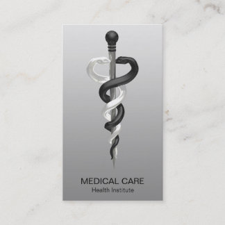 Cartão De Visita Noble Classy Medical Elegante Black White Asclepiu