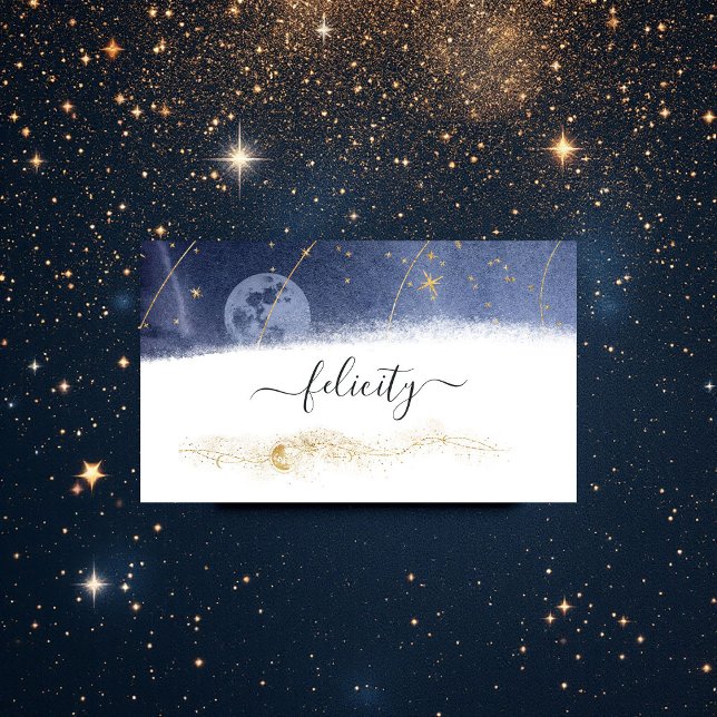 Cartão De Visita Noite Estrelada Celestial Elegante (Criador carregado)