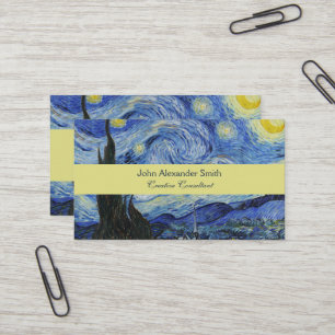 Cartão De Visita Noite Estrelada de Van Gogh Céu Azul Giratório Art