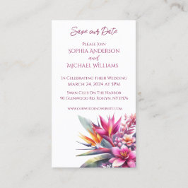 Cartão De Visita Noite Tropical de Watercolor- Casamento-Salva a Da