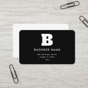 Cartão De Visita Nome comercial e slogan editáveis Preto e Branco
