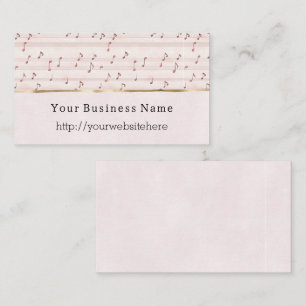 Cartão De Visita Nome comercial site Notas Musicais Rosa Blush Chic