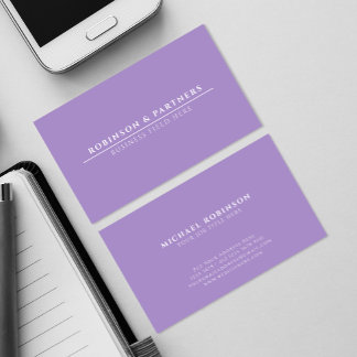 Cartão De Visita Nome da empresa minimalista | Linha branca | Púrpu