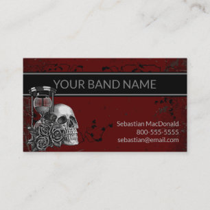 Cartão De Visita Nome de Banda Personalizado Rock Skull Rosa Musica