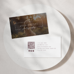 Cartão De Visita Nome de enquadramento moderno, código qr, fotograf