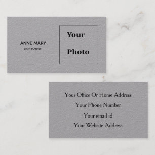 Cartão De Visita Nome de Foto Personalizado Cinza Cinza Black Profe