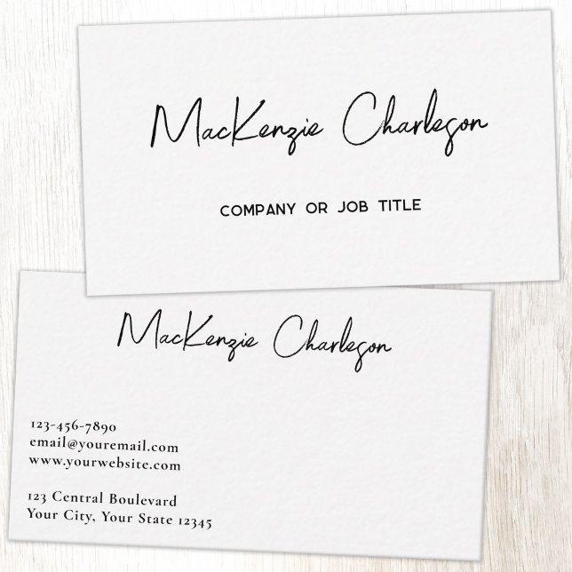 Cartão De Visita Nome de Script Simples Moderno Profissional (Simple modern minimalist script professional business card design )