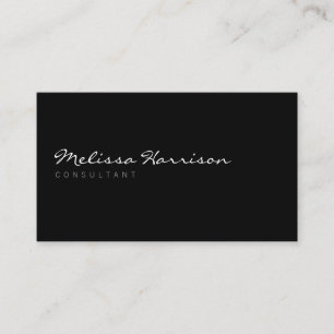 Cartão De Visita Nome de script simples preto profissional