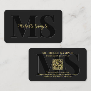 Cartão De Visita Nome de Texto Personalizado Código QR Luxury Calig