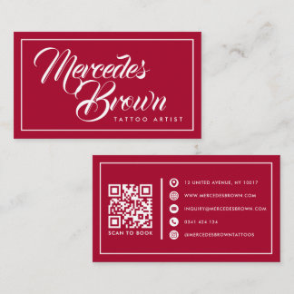 Cartão De Visita Nome do Artista de Tatuagem Código QR em Letra Ver