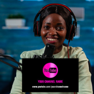 CARTÃO DE VISITA NOME DO CANAL YOUTUBER LOGO QR CODE PINK PRETO