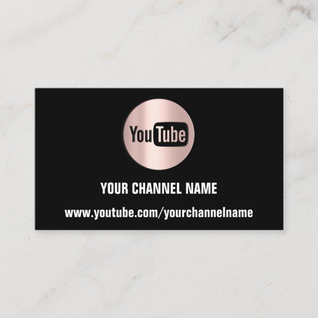 CARTÃO DE VISITA NOME DO CANAL YOUTUBER LOGO QR ROSA BLACK BUS BRAN (Frente)