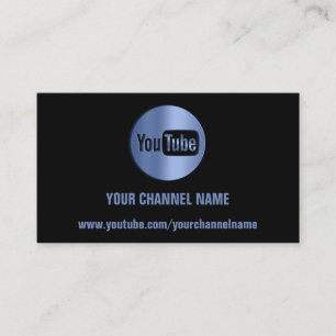 CARTÃO DE VISITA NOME DO CANAL YOUTUBER LOGOTIPO CÓDIGO QR AZUL PRE