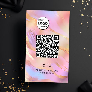 Cartão De Visita Nome do Monograma do Código QR Holográfico