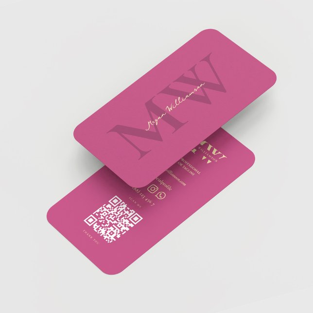 Cartão De Visita Nome do Monograma Moderno Inicia Rosa Profissional (Modern Monogram Name Initials Professional Pink Business Card
)