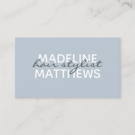 Cartão De Visita Nome do Script de Lista de Cabelos Azuis Moderno d